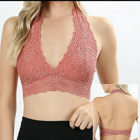RELISTED Tan halter lace bralette - Picture 2 of 4